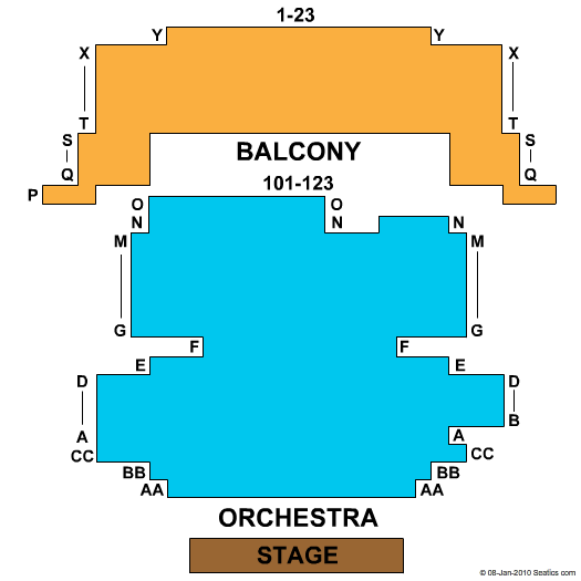 Tower Theatre - OR End Stage Seating Chart